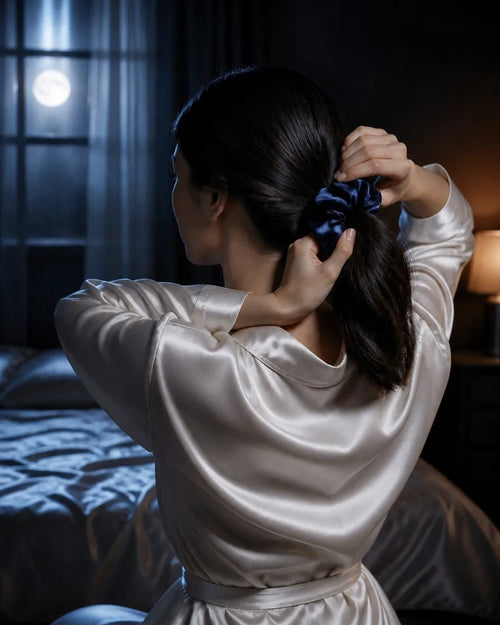 The Moonlit Silk Scrunchie | 6A Mulberry Silk
