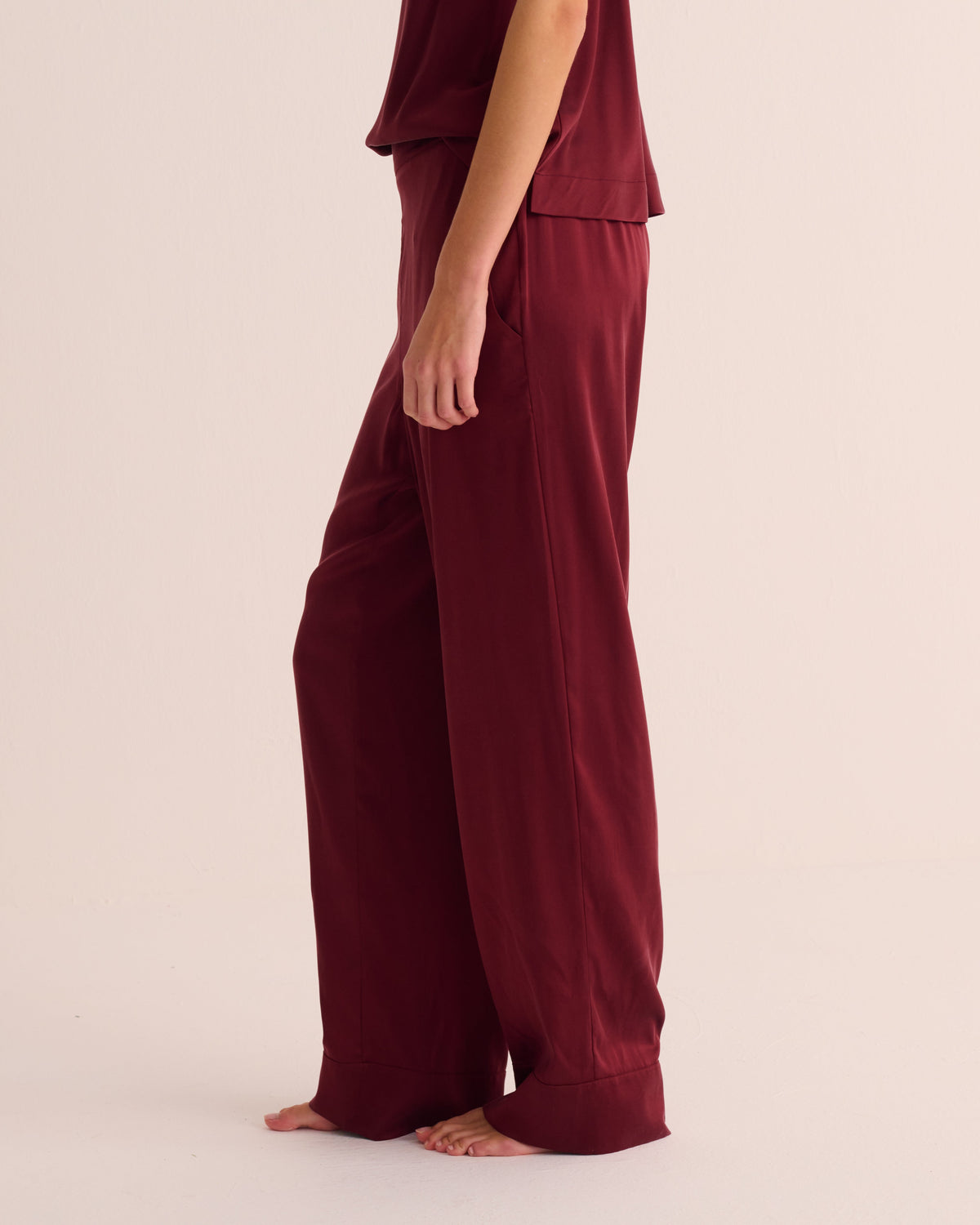 Moonlit Silk Pyjama Set — Merlot