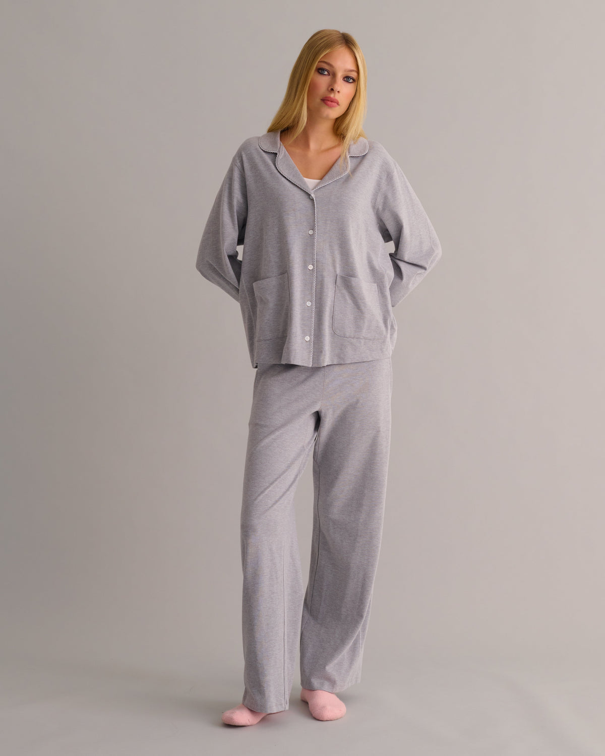 Moonlit Pyjama Set — Soft Grey
