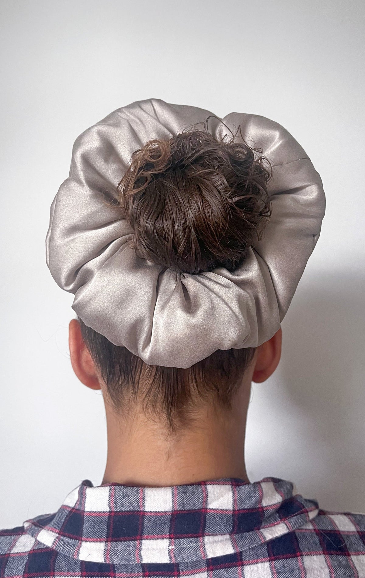Moonlit Silk Scrunchie — Latte